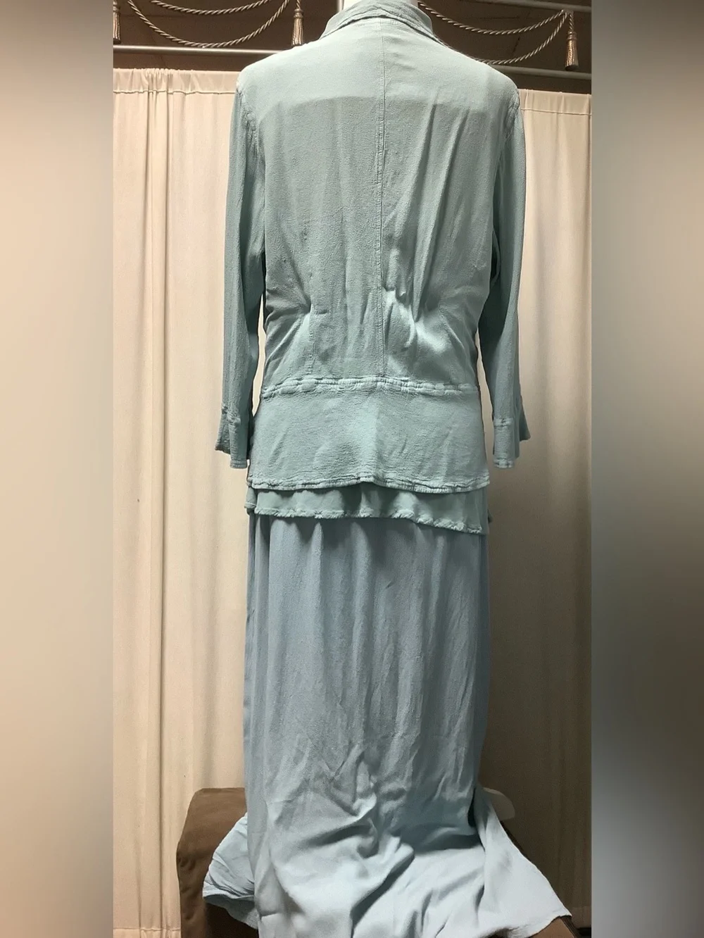Ghost London Crepe Ruffled Cami jacket Maxi Skirt w Slits 3 Pc Set